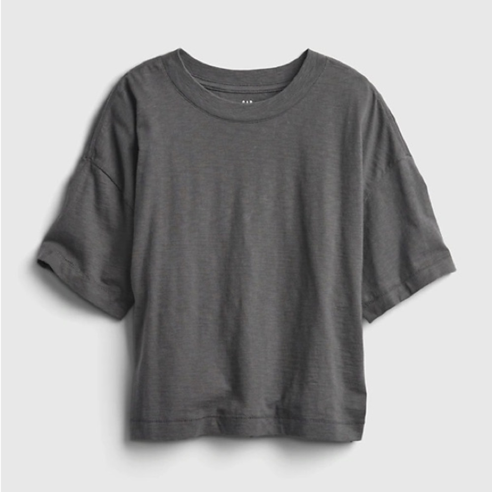 GAP Teen 100% Organic Cotton Boxy Crop T-Shirt XXL 14-16 Heather Gray Brand New